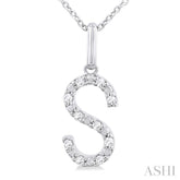 1/20 ctw Initial 'S' Round Cut Diamond Fashion Pendant With Chain in Sterling Silver